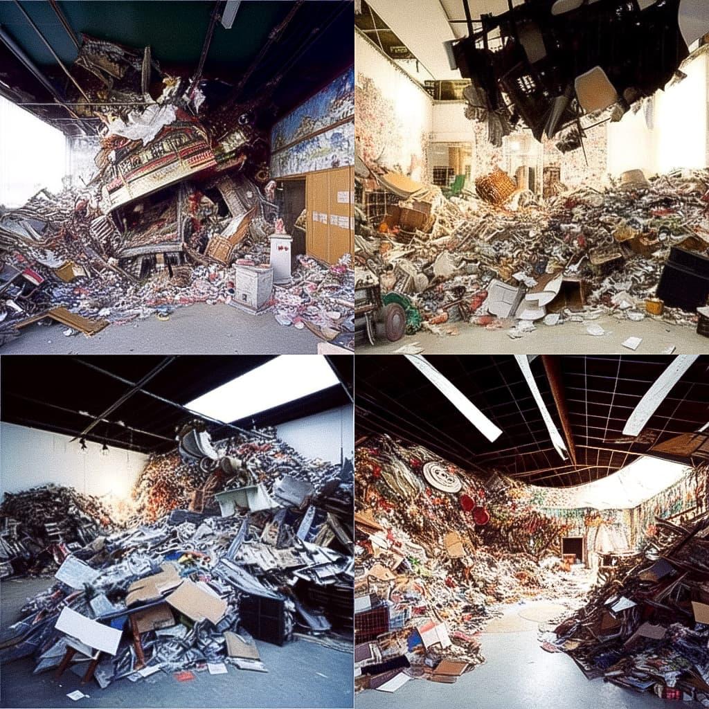 Thomas Hirschhorn style, Midjourney Niji 5, render 1 of 4
