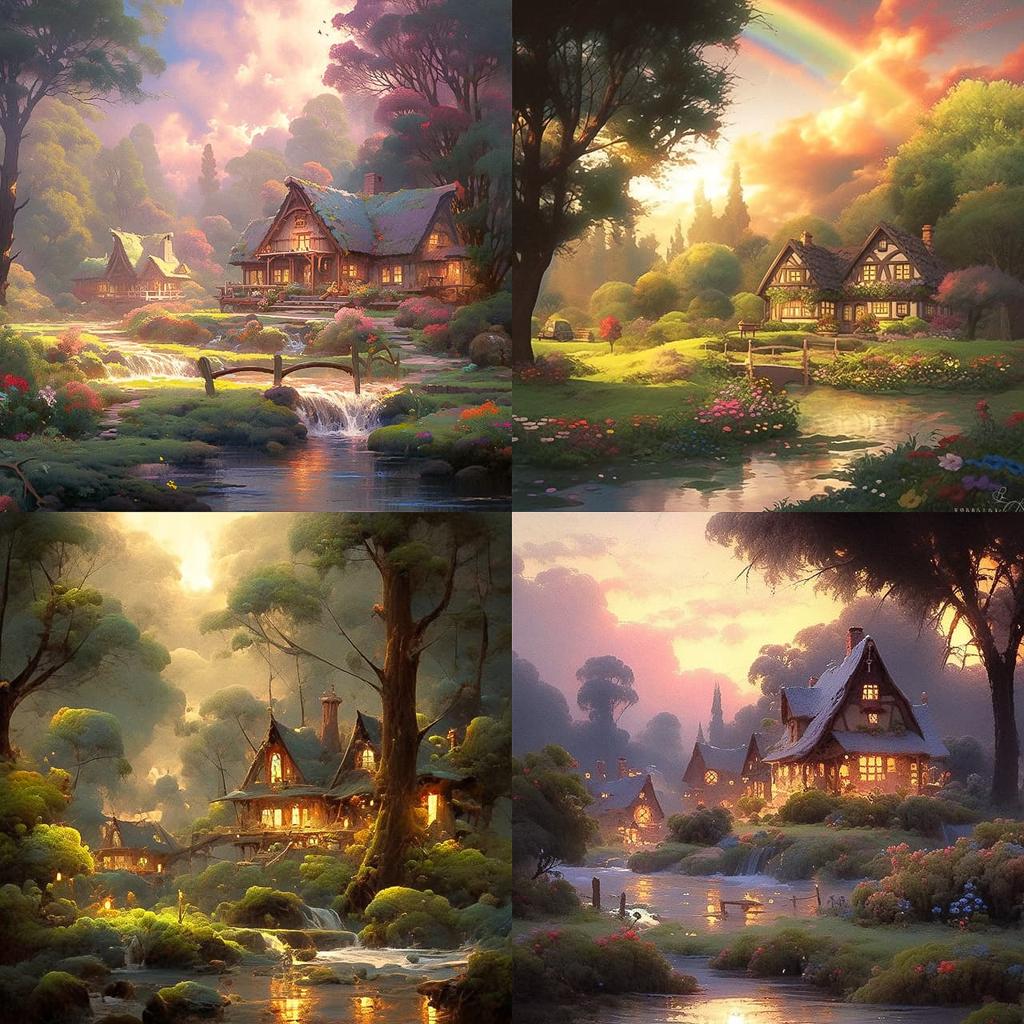 Thomas Kinkade style, Midjourney Niji 5, render 1 of 4
