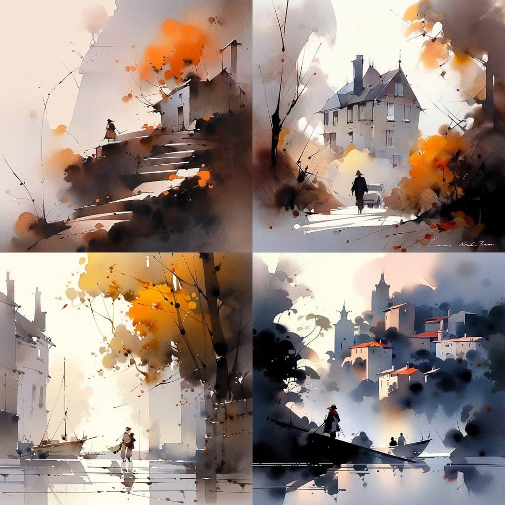 Thomas Schaller style, Midjourney Niji 5, render 1 of 4