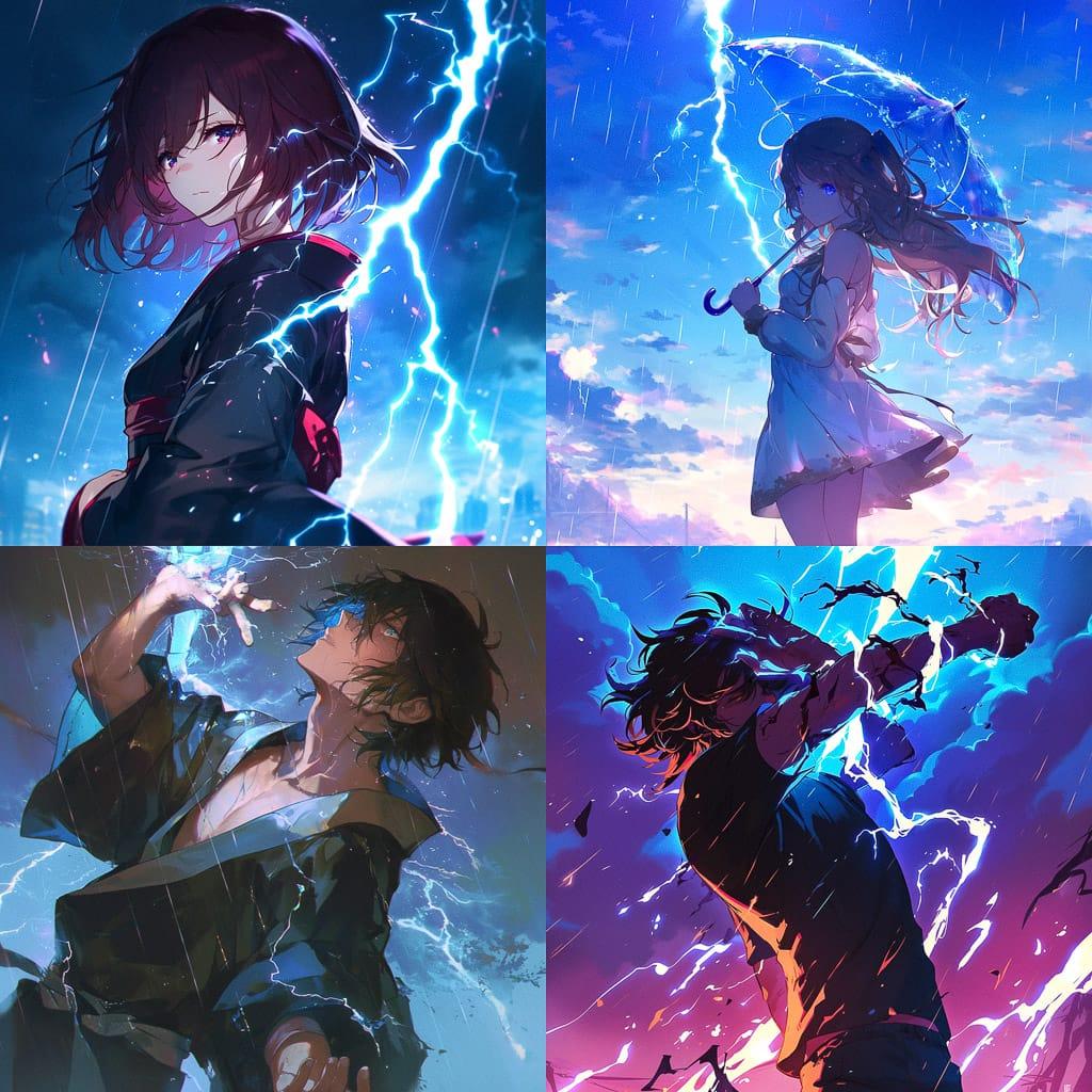 Thunderstorm style, Midjourney Niji 6, render 1 of 4