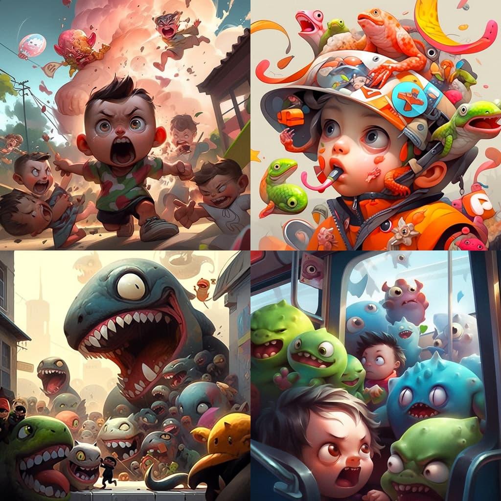 Tiago Hoisel style, Midjourney Niji 5, render 1 of 4