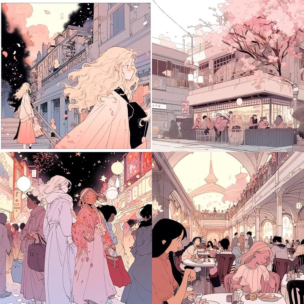 Tillie Walden style, Midjourney Niji 5, render 1 of 4