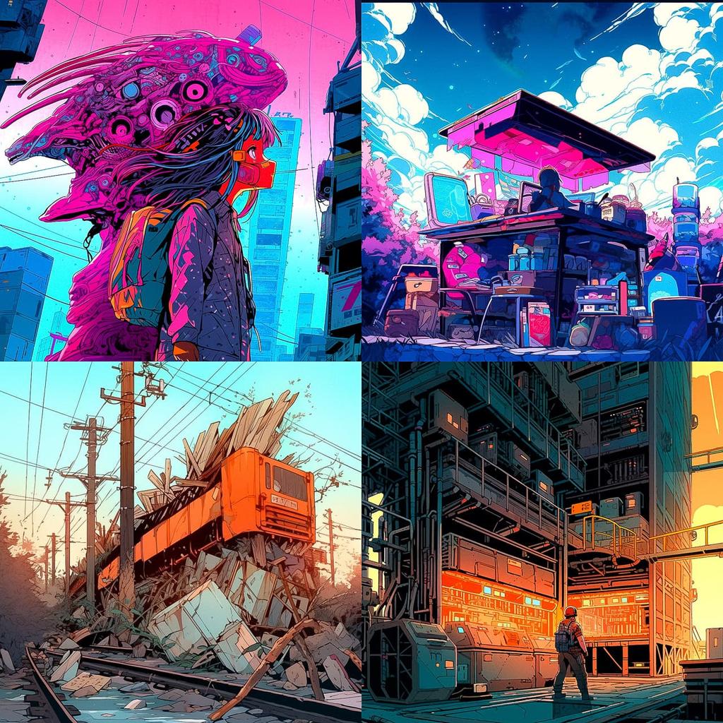 Tim Doyle style, Midjourney Niji 5, render 1 of 4