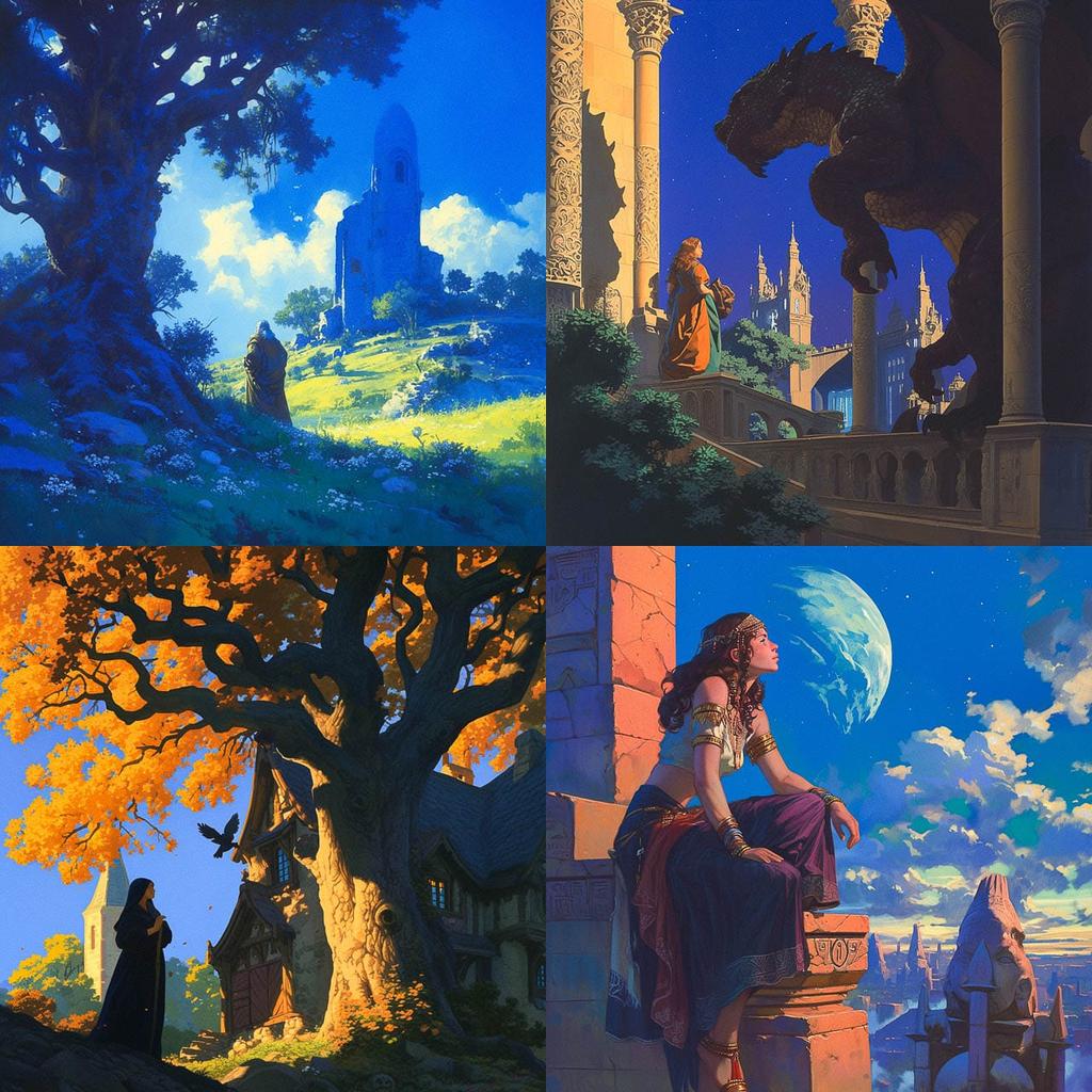 Tim Hildebrandt style, Midjourney Niji 6, render 1 of 4