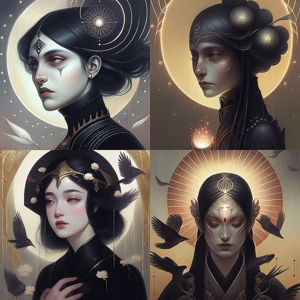 Tom Bagshaw style, Midjourney Niji 5, render 1 of 4