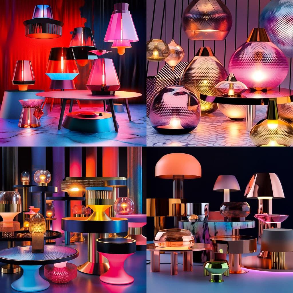 Tom Dixon style, Midjourney Niji 5, render 1 of 4