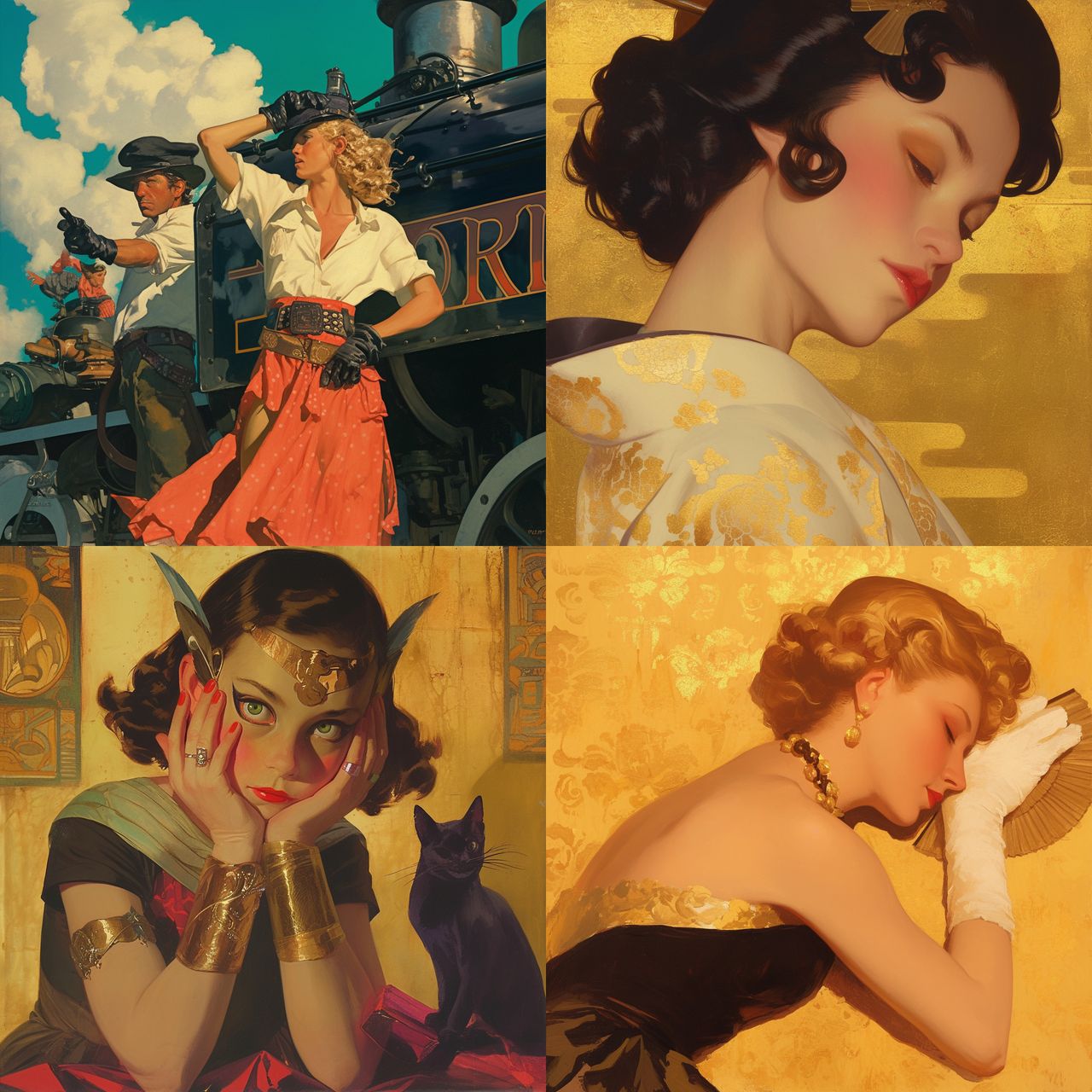 Tom Lovell style, Midjourney Niji 6, render 1 of 4