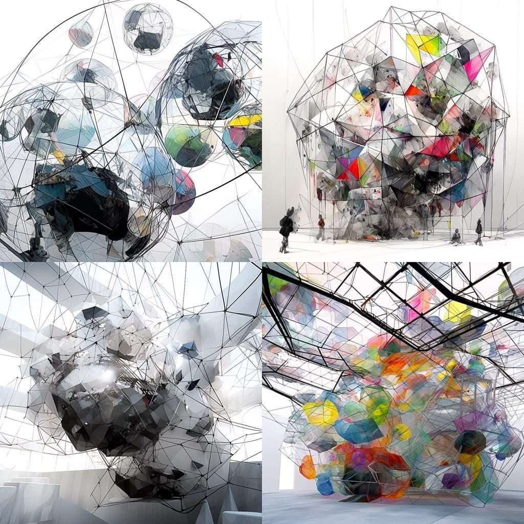 Tomas Saraceno style, Midjourney Niji 5, render 1 of 4