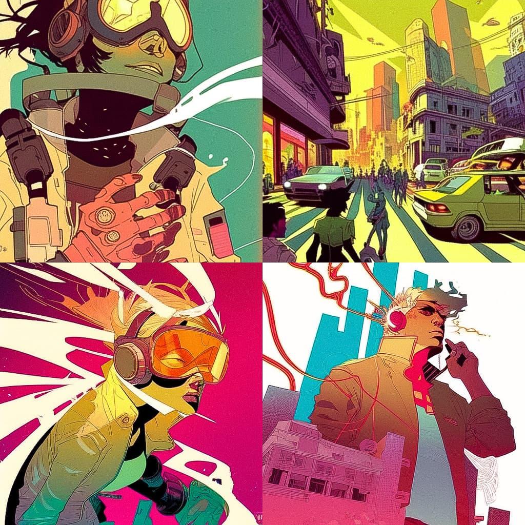 Tomer Hanuka style, Midjourney Niji 5, render 1 of 4
