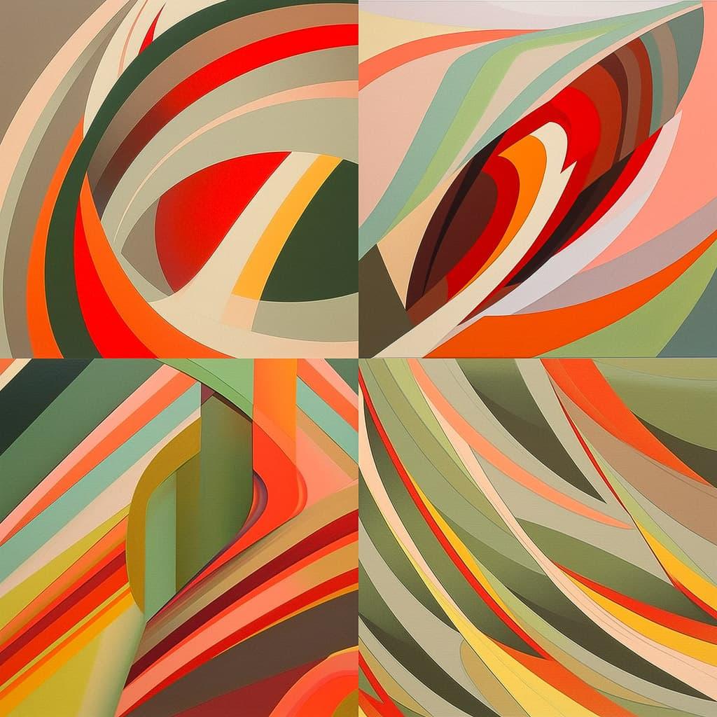 Tomma Abts style, Midjourney Niji 5, render 1 of 4