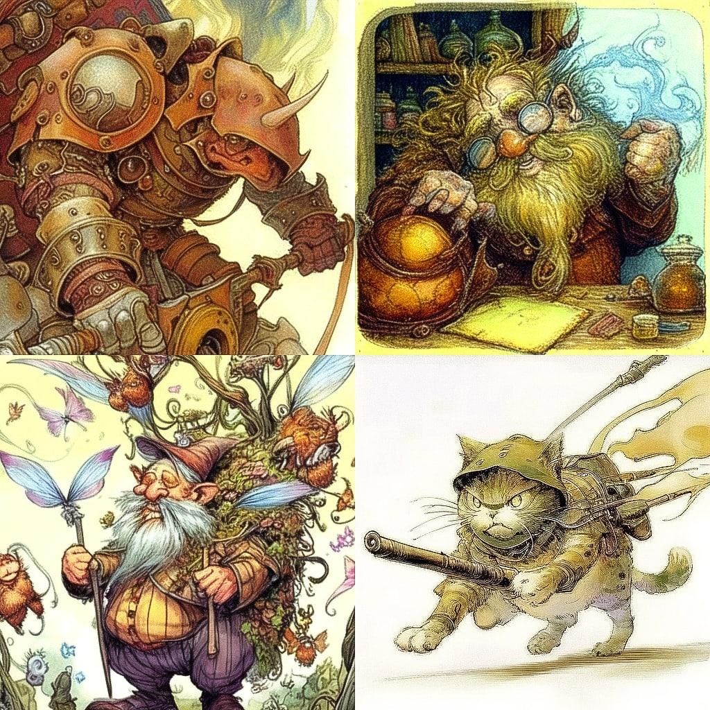 Tony DiTerlizzi style, Midjourney Niji 4, render 1 of 4