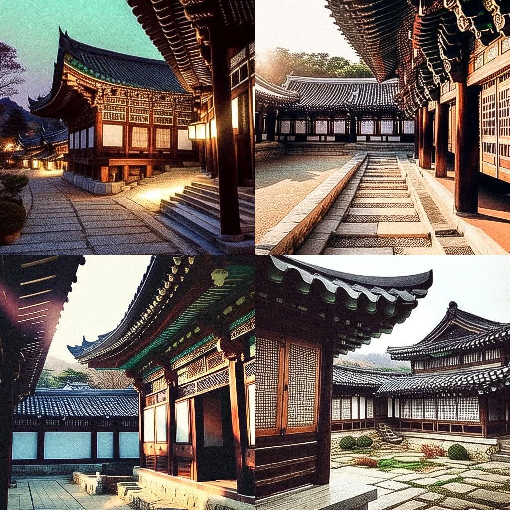 Traditional Korean architecture style, Midjourney Niji 4, render 1 of 4