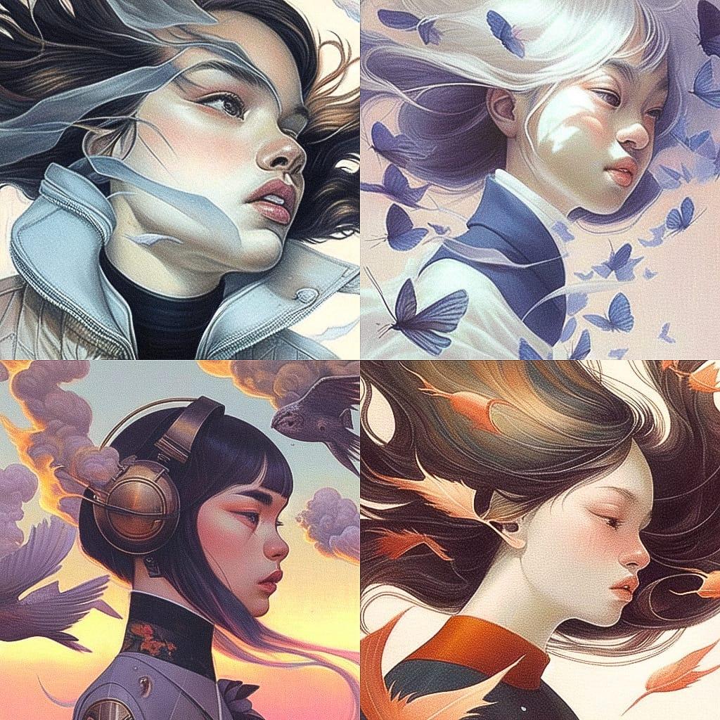 Tran Nguyen style, Midjourney Niji 4, render 1 of 4