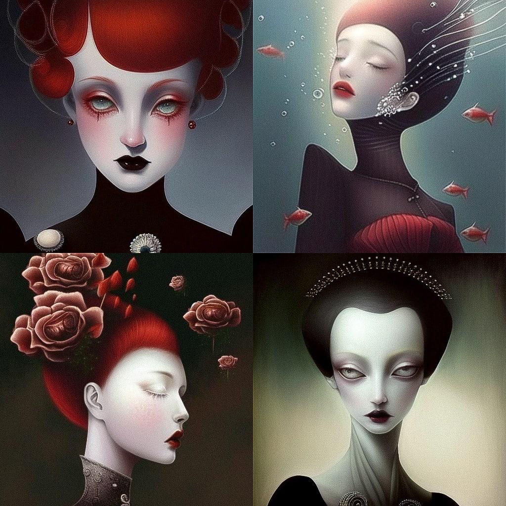 Troy Brooks style, Midjourney Niji 4, render 1 of 4