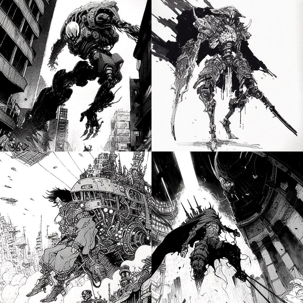 Tsutomu Nihei style, Midjourney Niji 4, render 1 of 4