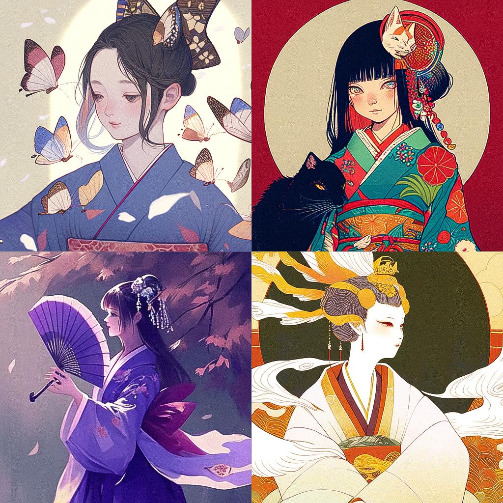 Uemura Shoen style, Midjourney Niji 4, render 1 of 4