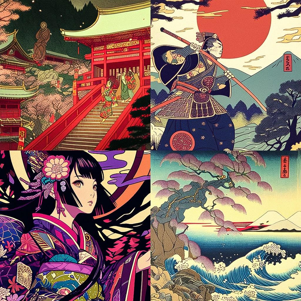 Ukiyo-e style, Midjourney Niji 4, render 1 of 4