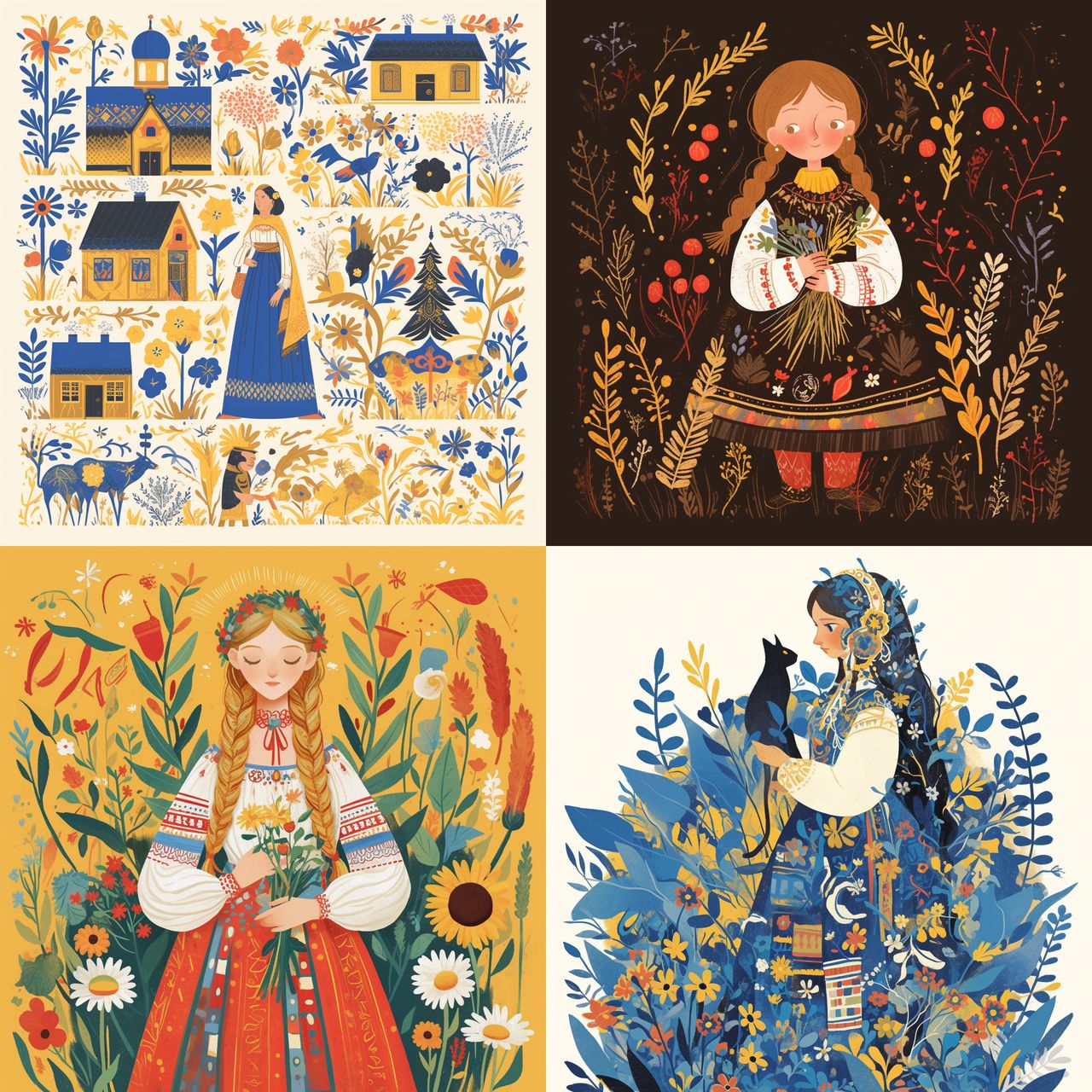 Ukrainian folk art style, Midjourney Niji 6, render 1 of 4