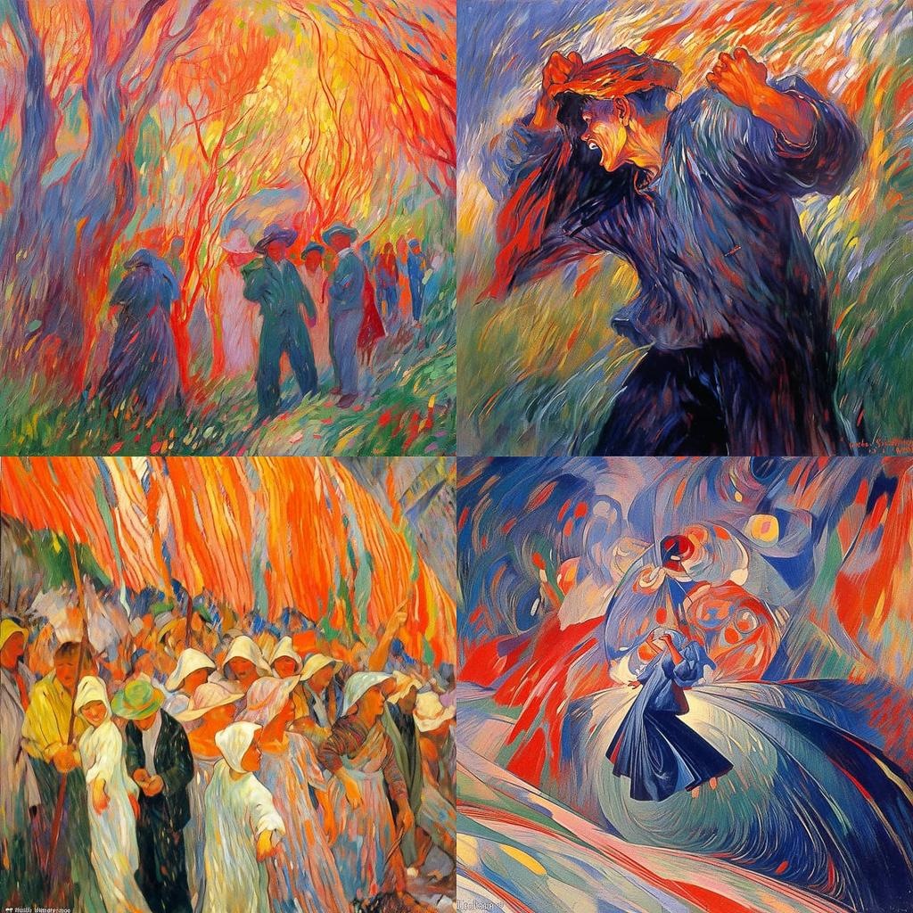 Umberto Boccioni style, Midjourney Niji 5, render 1 of 4