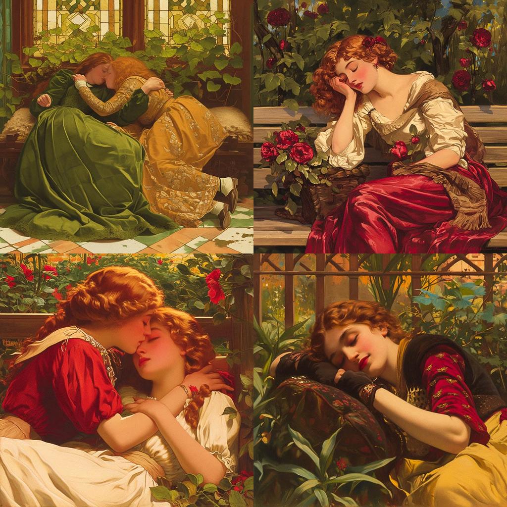 Valentine Cameron Prinsep style, Midjourney Niji 6, render 1 of 4
