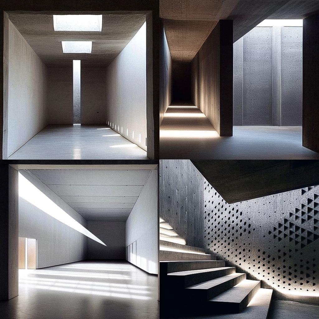 Valerio Olgiati style, Midjourney Niji 4, render 1 of 4