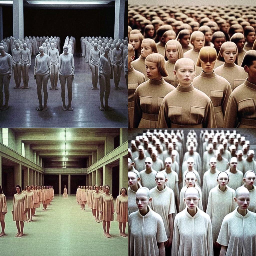 Vanessa Beecroft style, Midjourney Niji 4, render 1 of 4