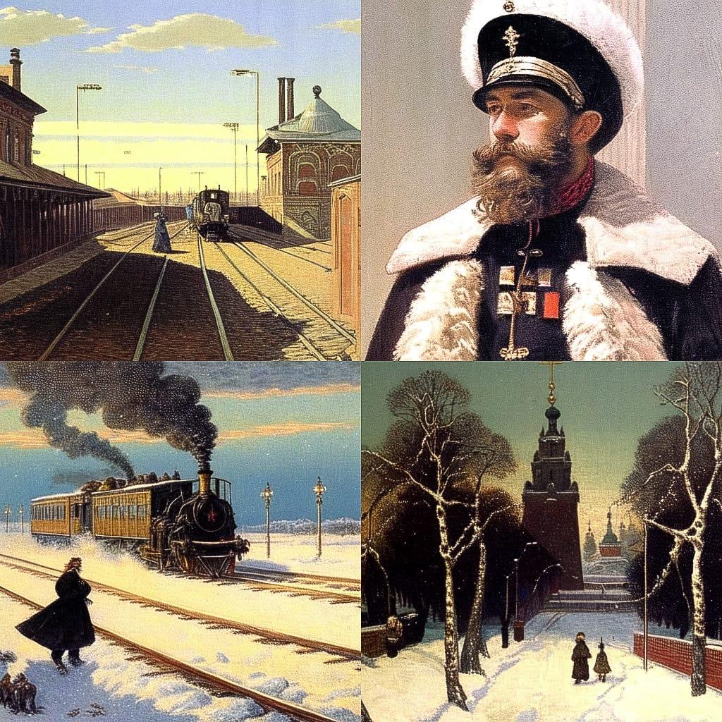 Vasily Vereshchagin style, Midjourney Niji 4, render 1 of 4