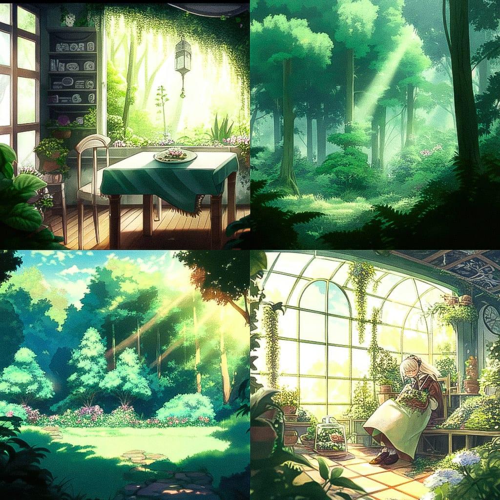 Verdure tapestry style, Midjourney Niji 4, render 1 of 4