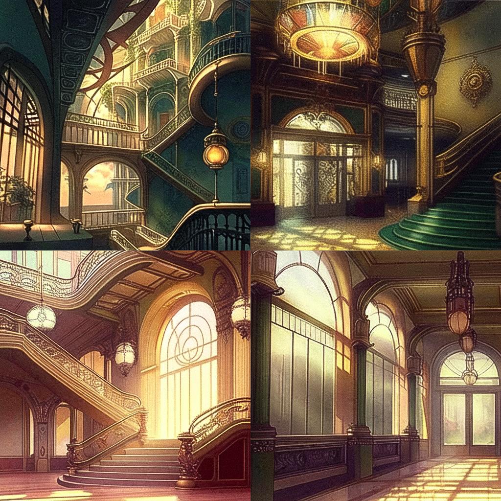 Victor Horta style, Midjourney Niji 4, render 1 of 4