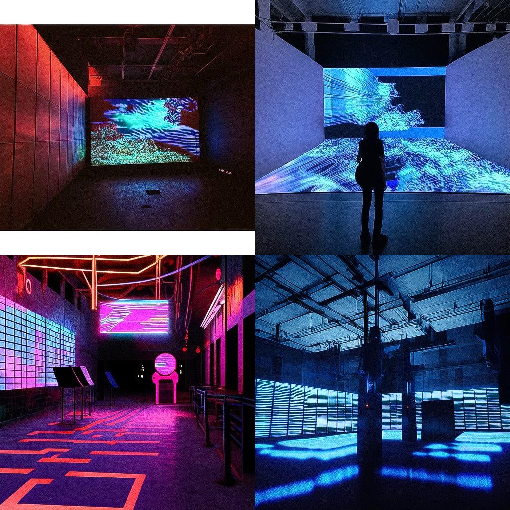 Video installation style, Midjourney Niji 4, render 1 of 4