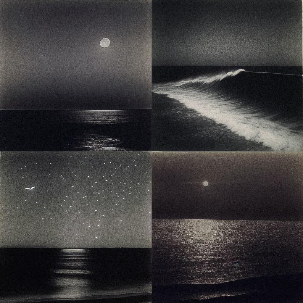 Vija Celmins style, Midjourney Niji 4, render 1 of 4