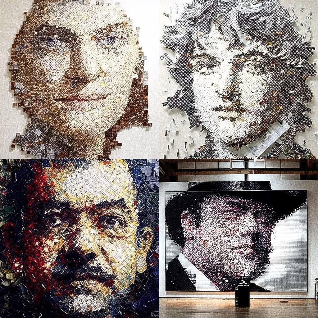 Vik Muniz style, Midjourney Niji 4, render 1 of 4