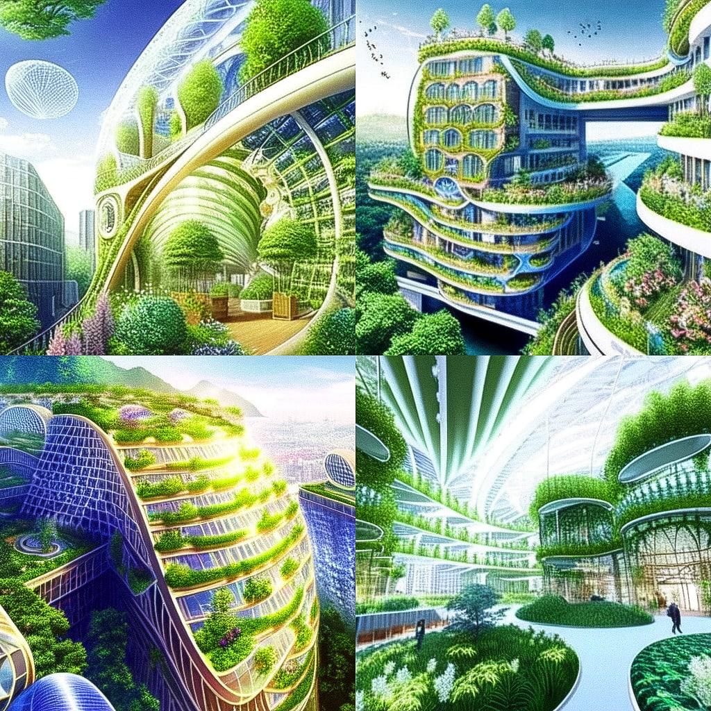 Vincent Callebaut style, Midjourney Niji 4, render 1 of 4
