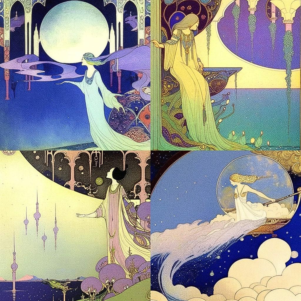 Virginia Frances Sterrett style, Midjourney Niji 4, render 1 of 4