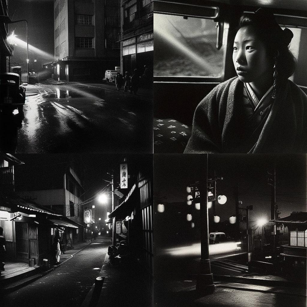 W. Eugene Smith style, Midjourney Niji 4, render 1 of 4