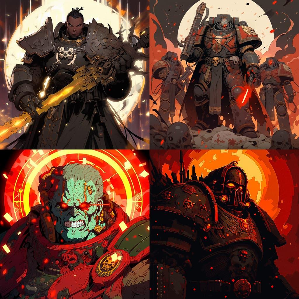 Warhammer 40,000 style, Midjourney Niji 5, render 1 of 4