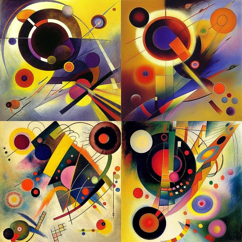 Wassily Kandinsky style, Midjourney Niji 4, render 1 of 4