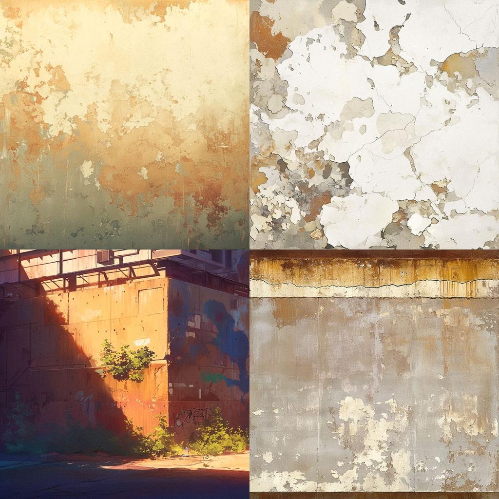 Weathered surface style, Midjourney Niji 6, render 1 of 4