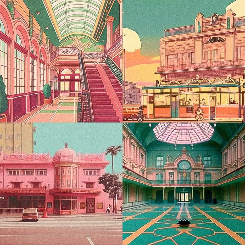 Wes Anderson style, Midjourney Niji 4, render 1 of 4