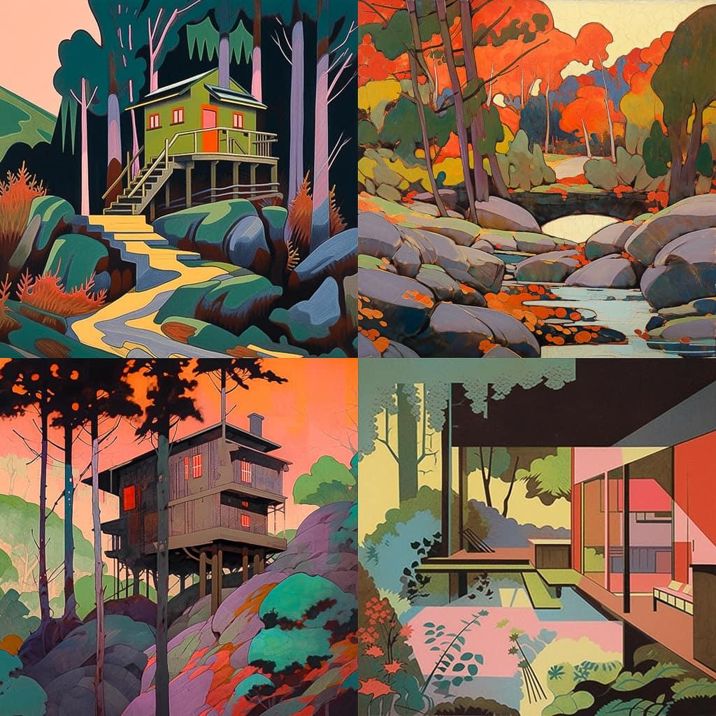 Wharton Esherick style, Midjourney Niji 5, render 1 of 4