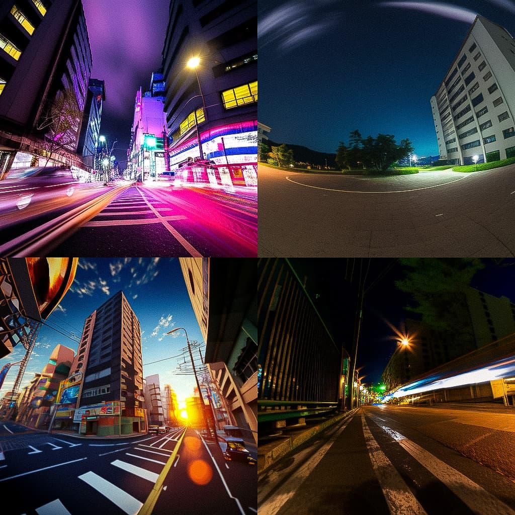 Wide angle lens style, Midjourney Niji 5, render 1 of 4