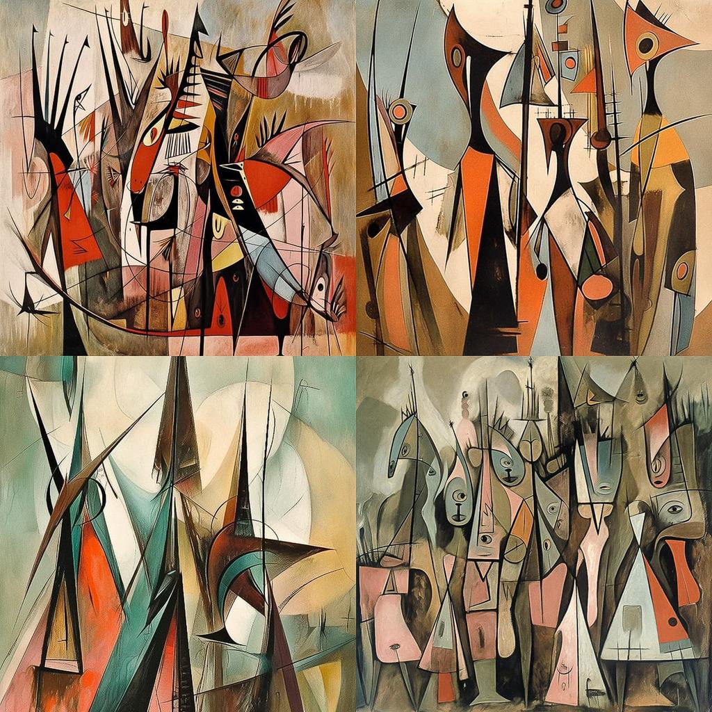 Wilfredo Lam style, Midjourney Niji 5, render 1 of 4