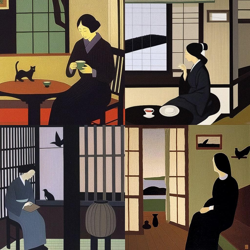 Will Barnet style, Midjourney Niji 4, render 1 of 4