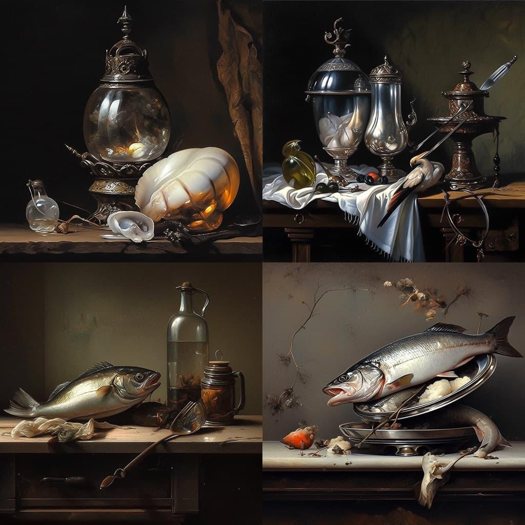 Willem Claesz. Heda style, Midjourney Niji 5, render 1 of 4