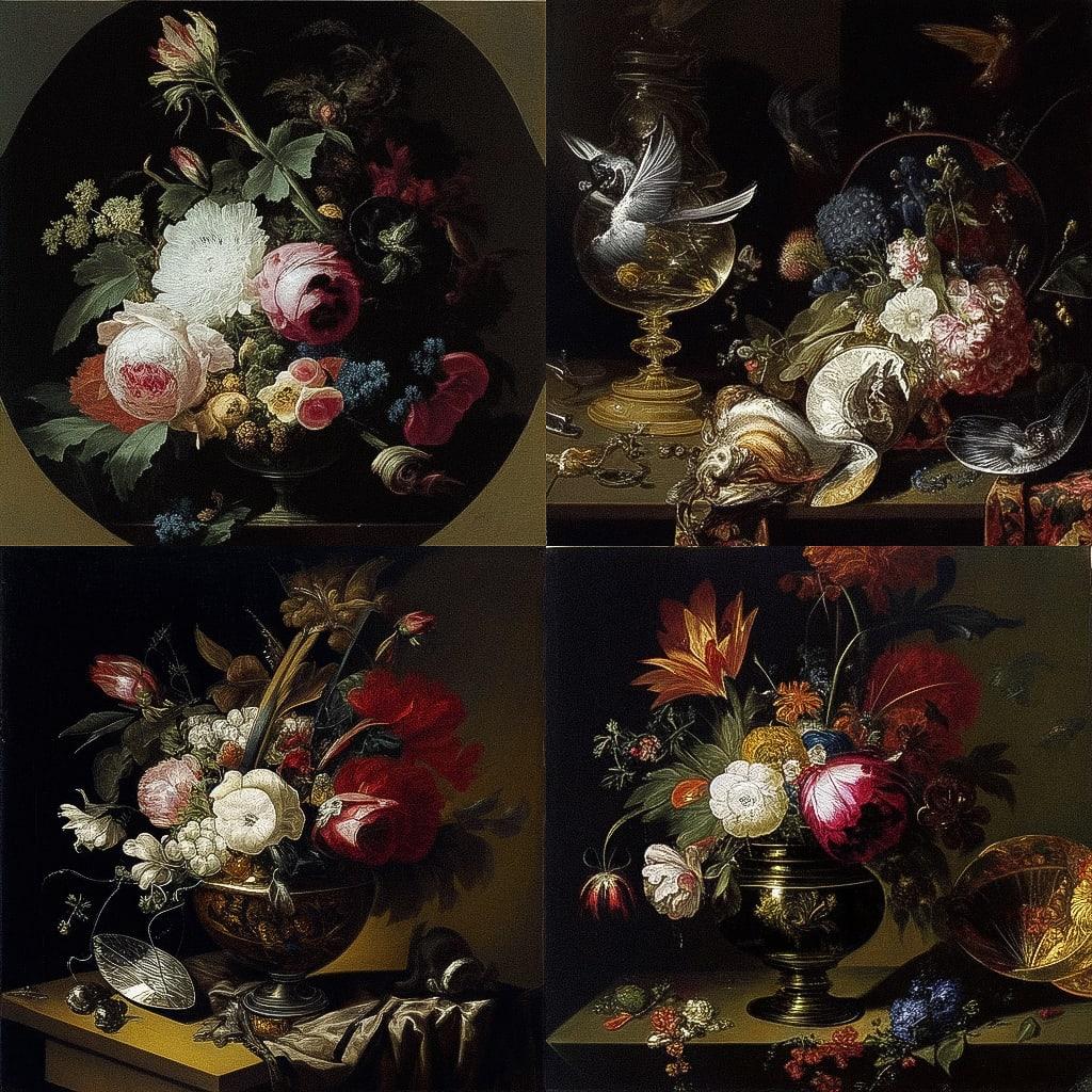 Willem van Aelst style, Midjourney Niji 4, render 1 of 4