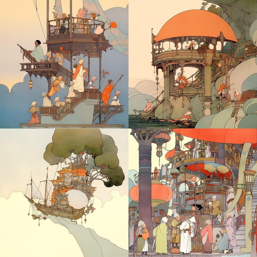 William Heath Robinson style, Midjourney Niji 5, render 1 of 4
