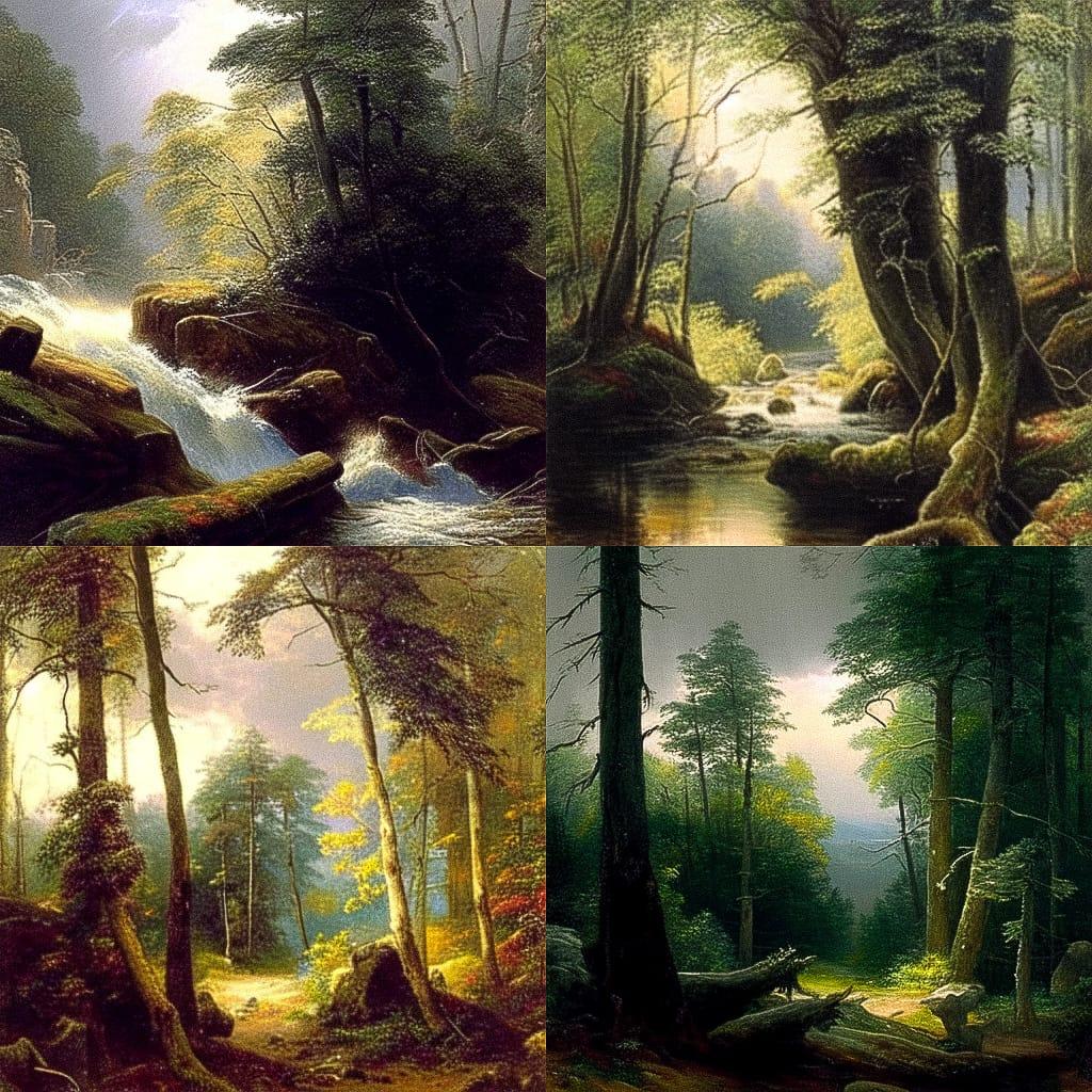 William Trost Richards style, Midjourney Niji 4, render 1 of 4