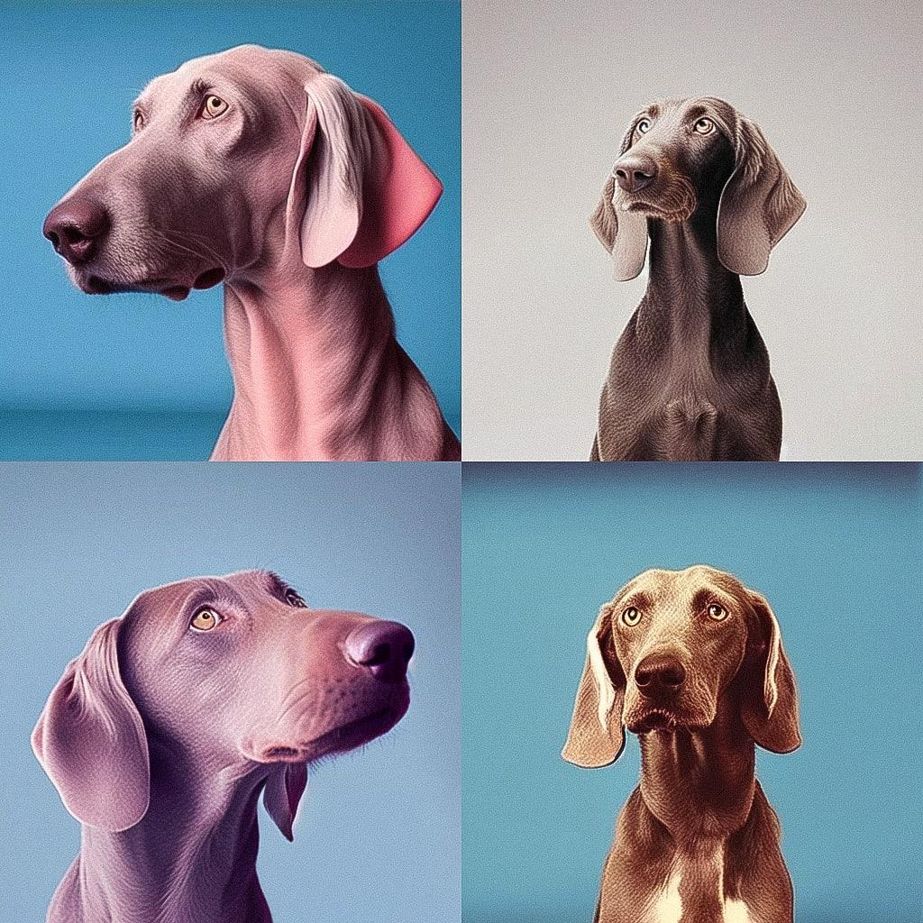 William Wegman style, Midjourney Niji 4, render 1 of 4
