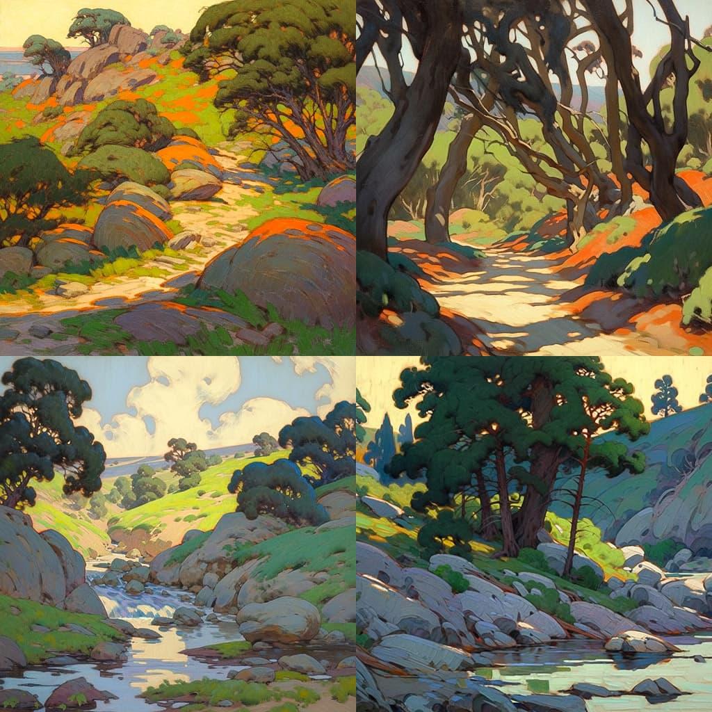 William Wendt style, Midjourney Niji 5, render 1 of 4