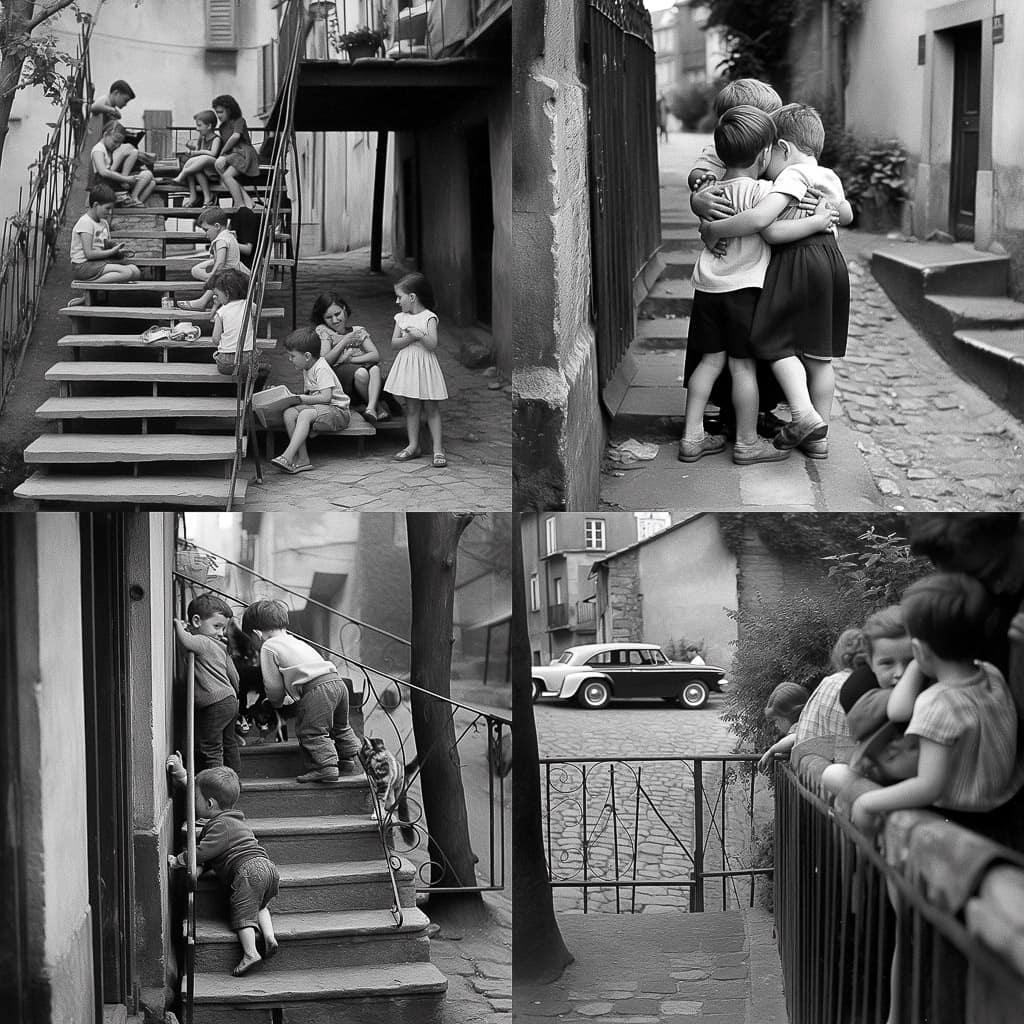Willy Ronis style, Midjourney Niji 5, render 1 of 4